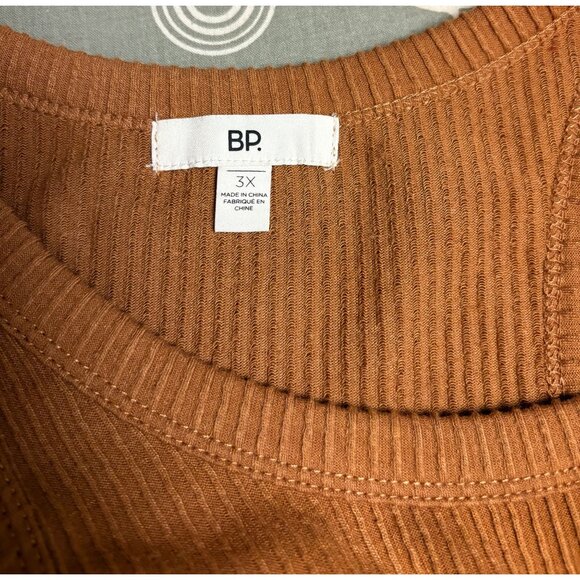 BP. Womens Ribbed Sleeveless Swing Dress 3X Brown Polyester Blend Tank Dress - Picture 4 of 5